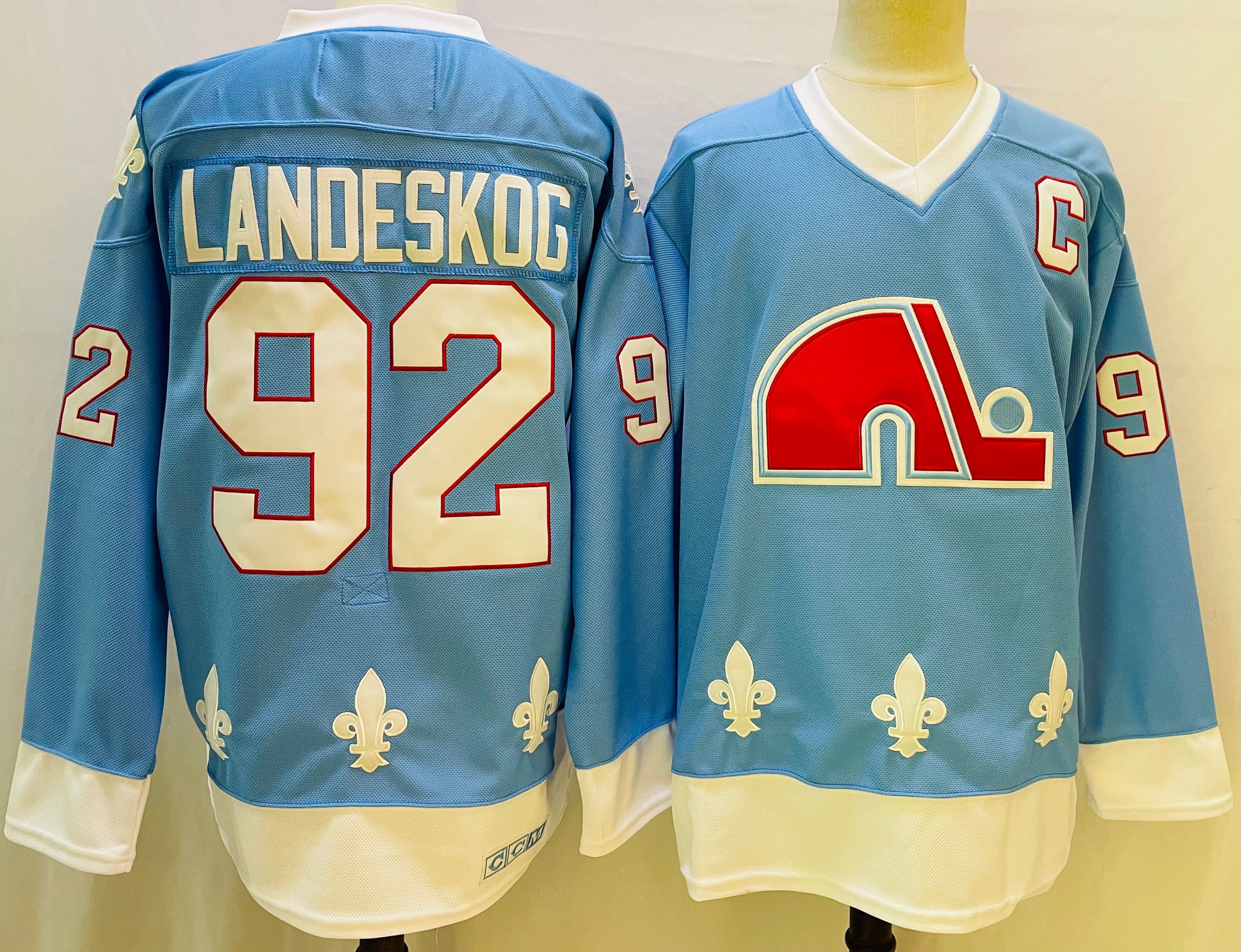 Men Colorado Avalanche #92 Landeskog Blue Throwback 2022 Adidas NHL Jersey